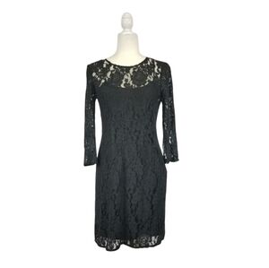 Broadway and Broome Madewell black lace  overlay 3/4 sleeve dress womens size 0